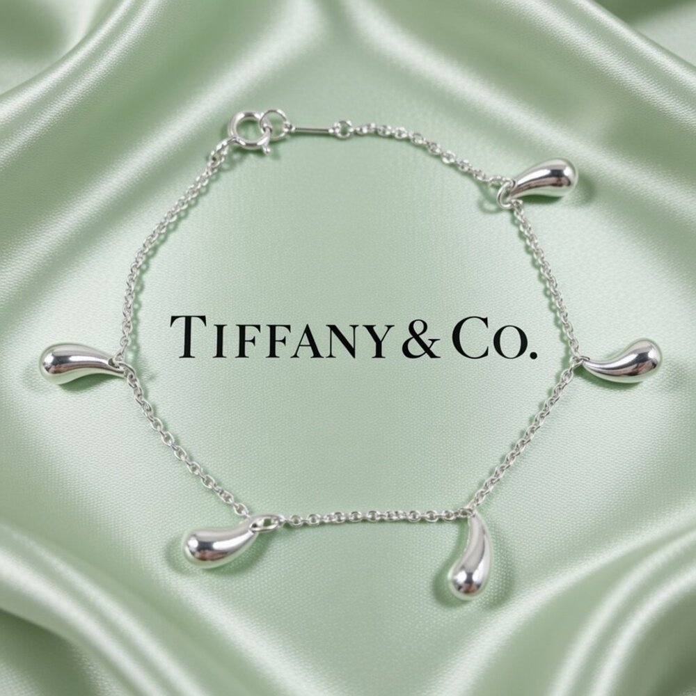 Tiffany & Co. Silver Charm Bracelet with Teardrop Accents